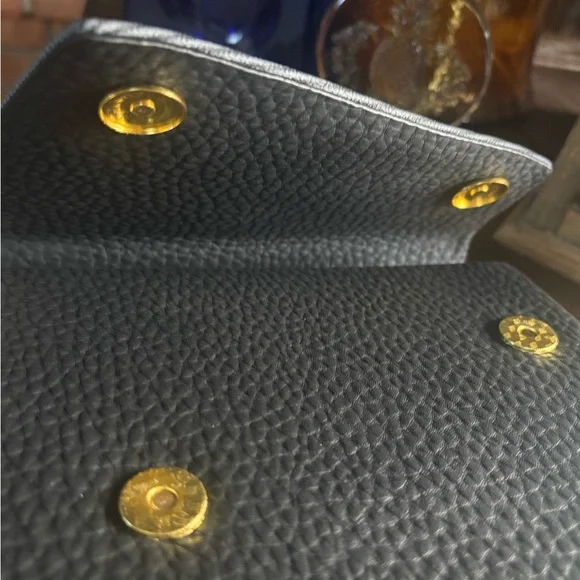 TOUS MINI TOP HANDLE CROSSBODY PURSE LUXURY BLACK AND GRAY FAUX LEATHER - Picture 9 of 12